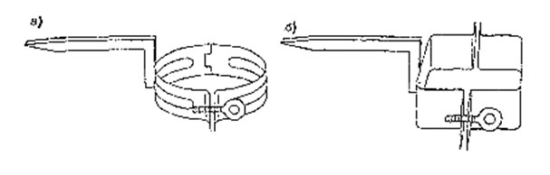 Крепежный кронштейн для круглой (а) и коробчатой (б) трубы